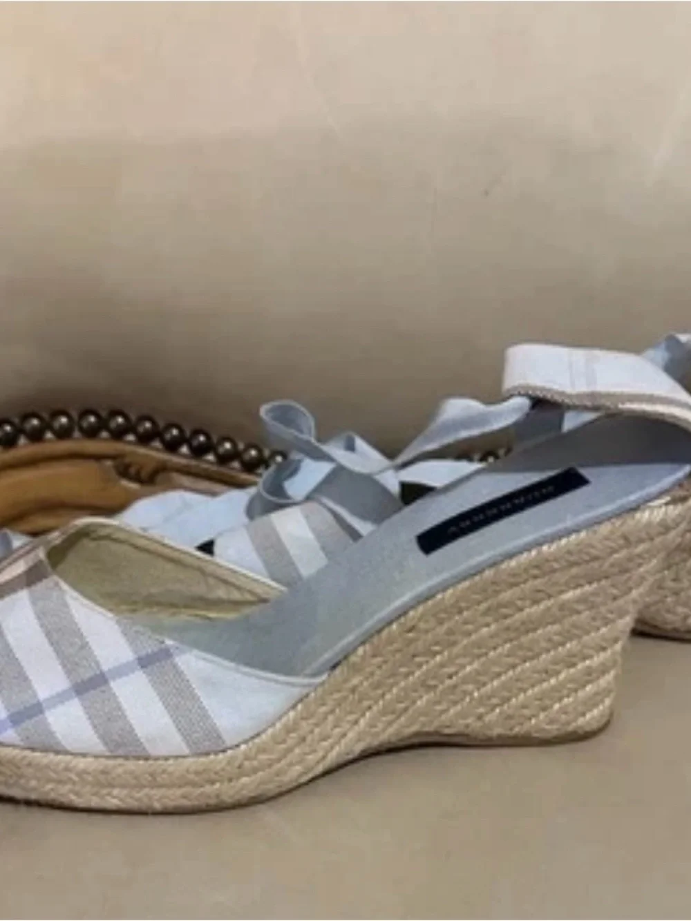 Burberry Blue Nova Check Espadrille Sandals Size 41